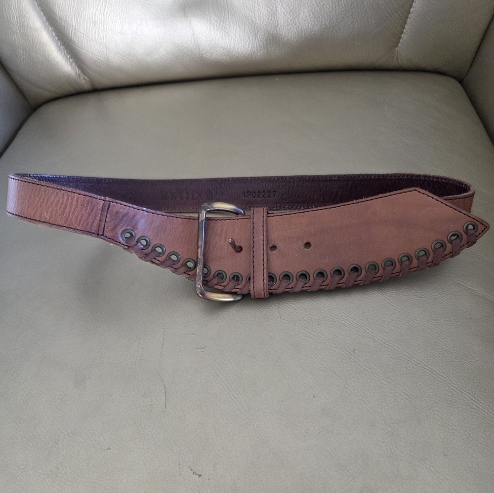 Charles Jourdan Vintage Brown Leather Belt with Metal Buckle